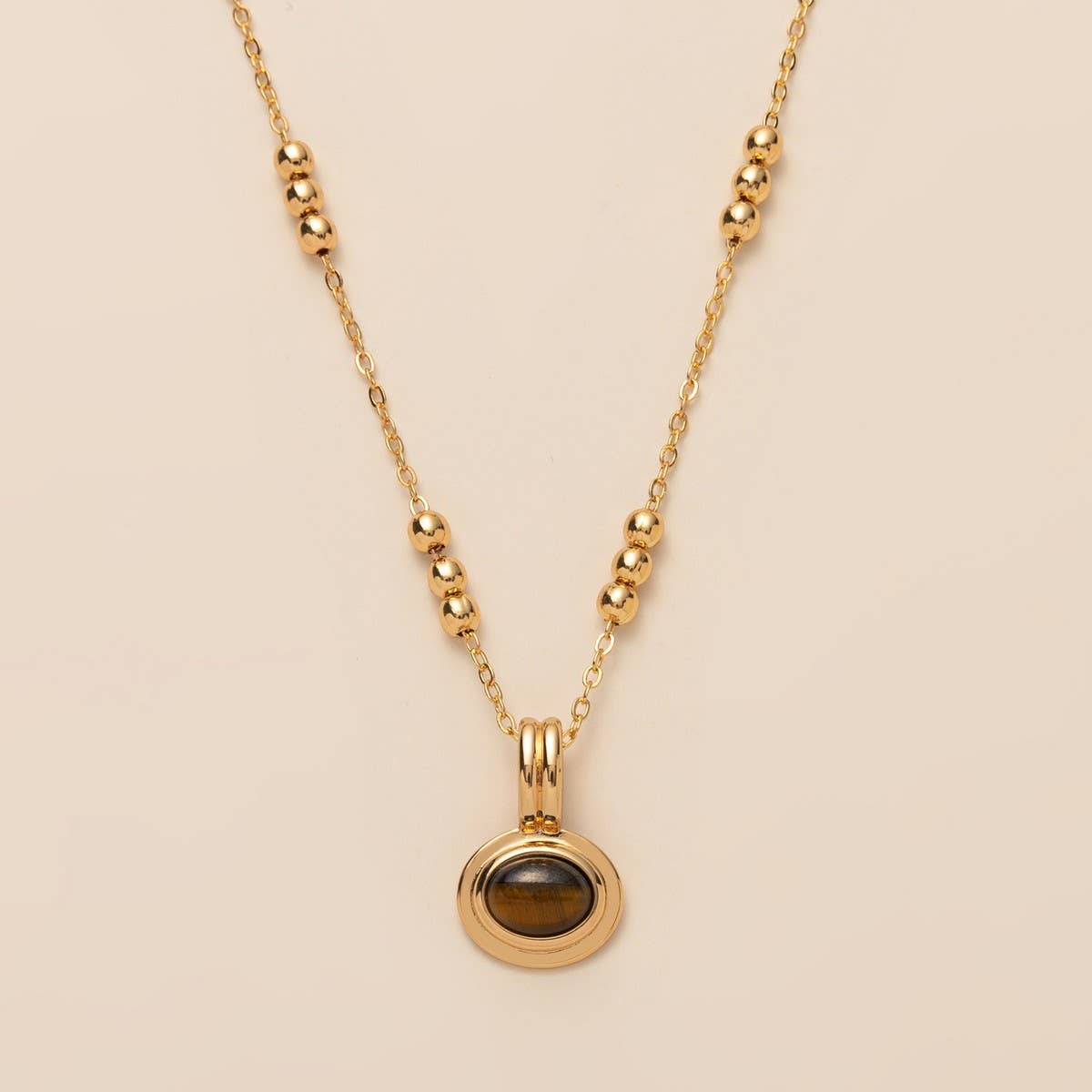 Stainless Steel Multi-Layered Gemstone Necklace_CWMM5733