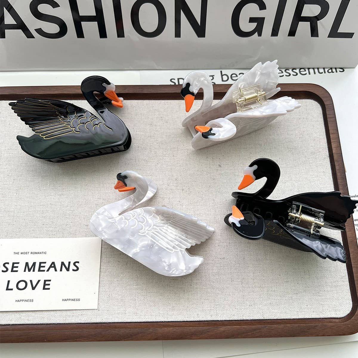 Elegant Swan Acetate Claw Clip for Girls