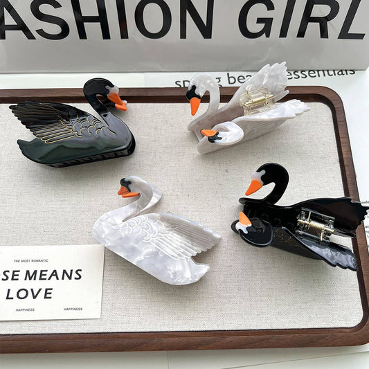 Elegant Swan Acetate Claw Clip for Girls
