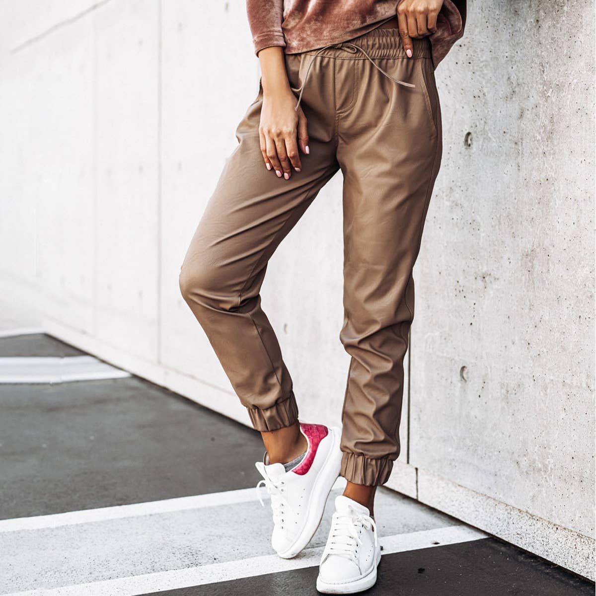 TEMPERAMENT SIMPLE ROPE WAIST SMALL FOOT PANTS