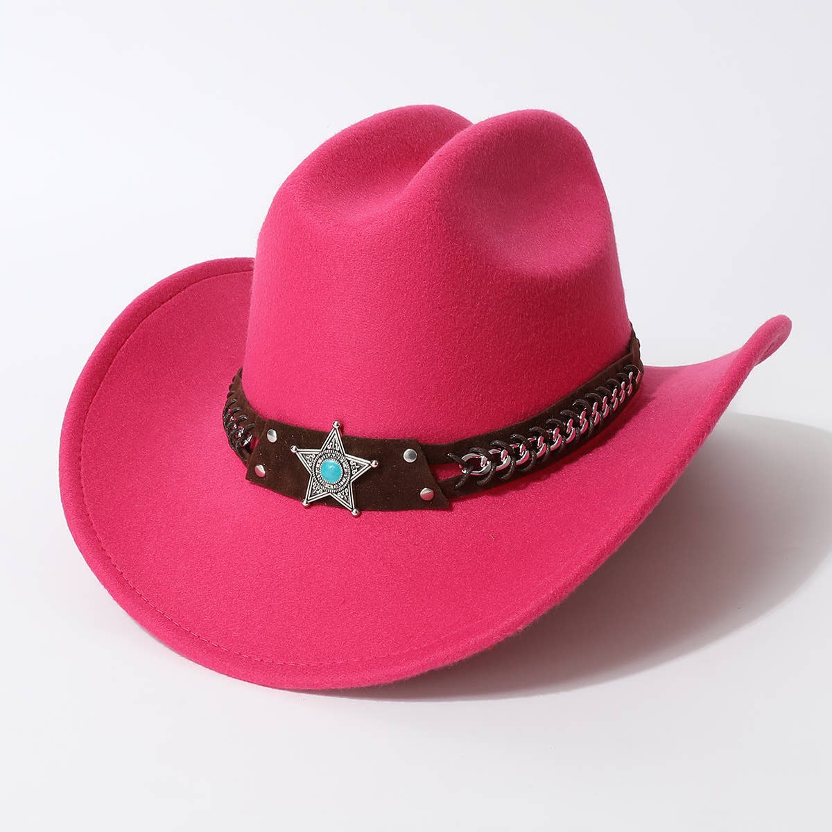 Woven Western Cowboy Hat with Turquoise Star Band_CWAH3661