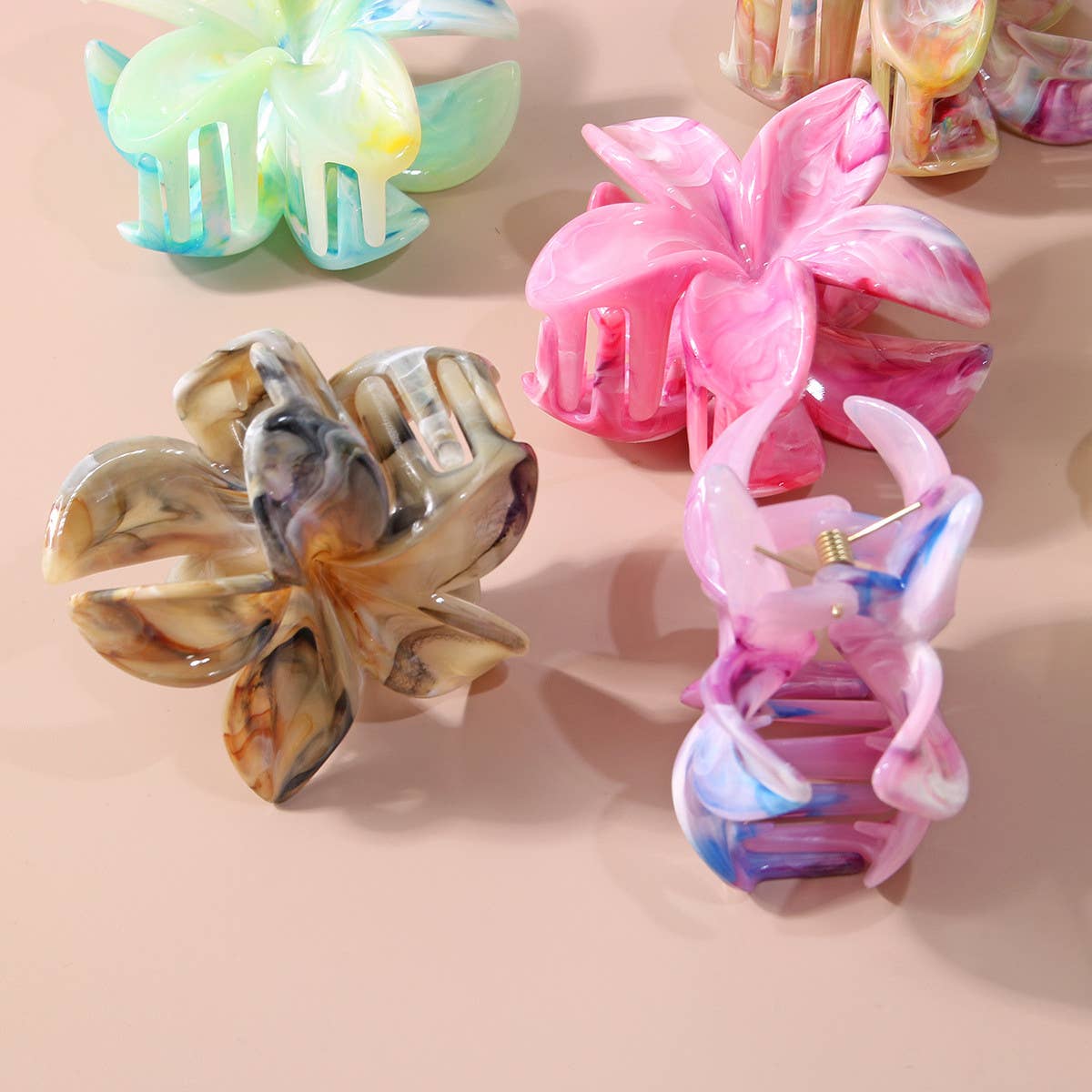 Marble Flower Hair Claw - Two-Tone Petal Clip_CWAHA1040