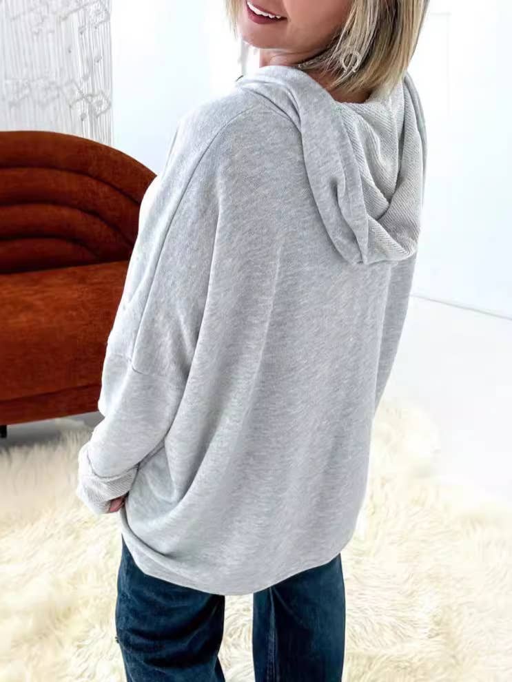 HOODED LOOSE SINGLE-BREASTED HOODIE