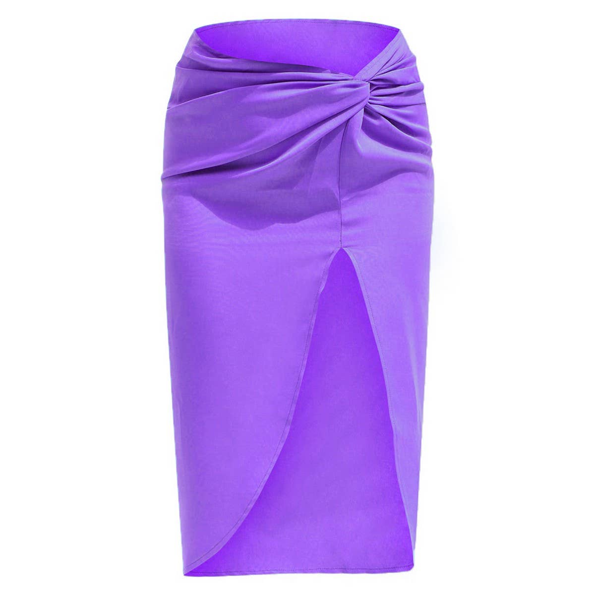 IRREGULAR SOLID COLOR SATIN HIP-LENGTH SKIRT