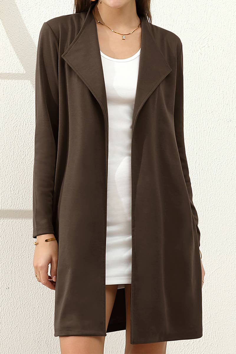 SOLID COLOR LONG SLEEVED LAPEL COAT_CWOCO152