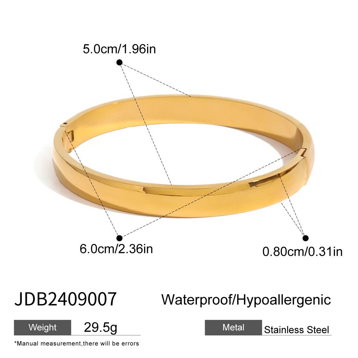 Stainless Steel Curved Clasp Bangle, Sleek Style_CWAJE4661