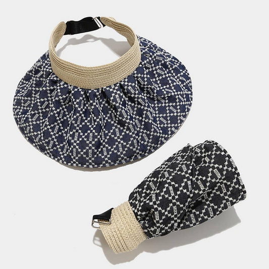 Summer Straw Reversible Visor Hat-Wide Brim Cap_CWAH3298