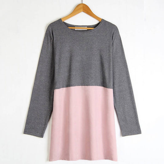 COLOR CONTRAST ROUND NECK LONG SLEEVE T-SHIRT_cwtstl1659