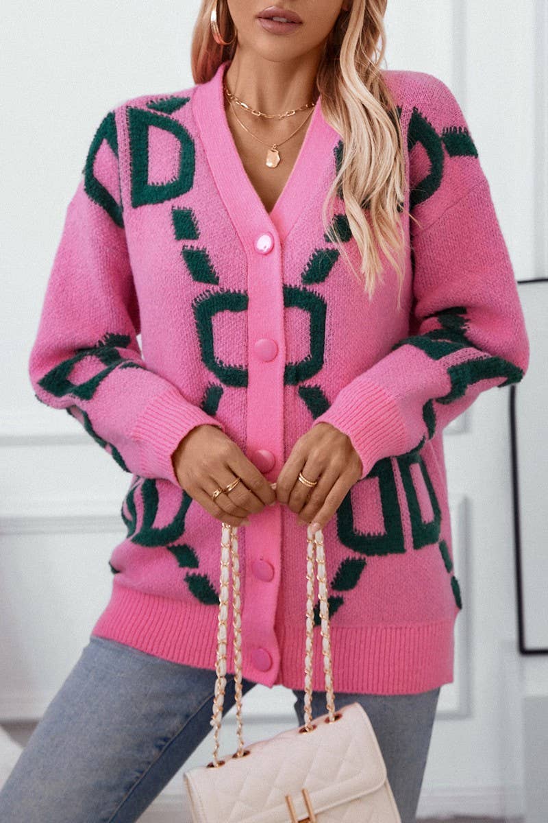 CWOCAL0860_TERRY EMBROIDERED LETTER BUTTON KNIT TOP