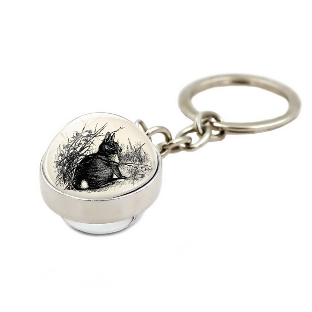 EASTER RABBIT CRYSTAL GLASS BALL PENDANT KEYCHAIN