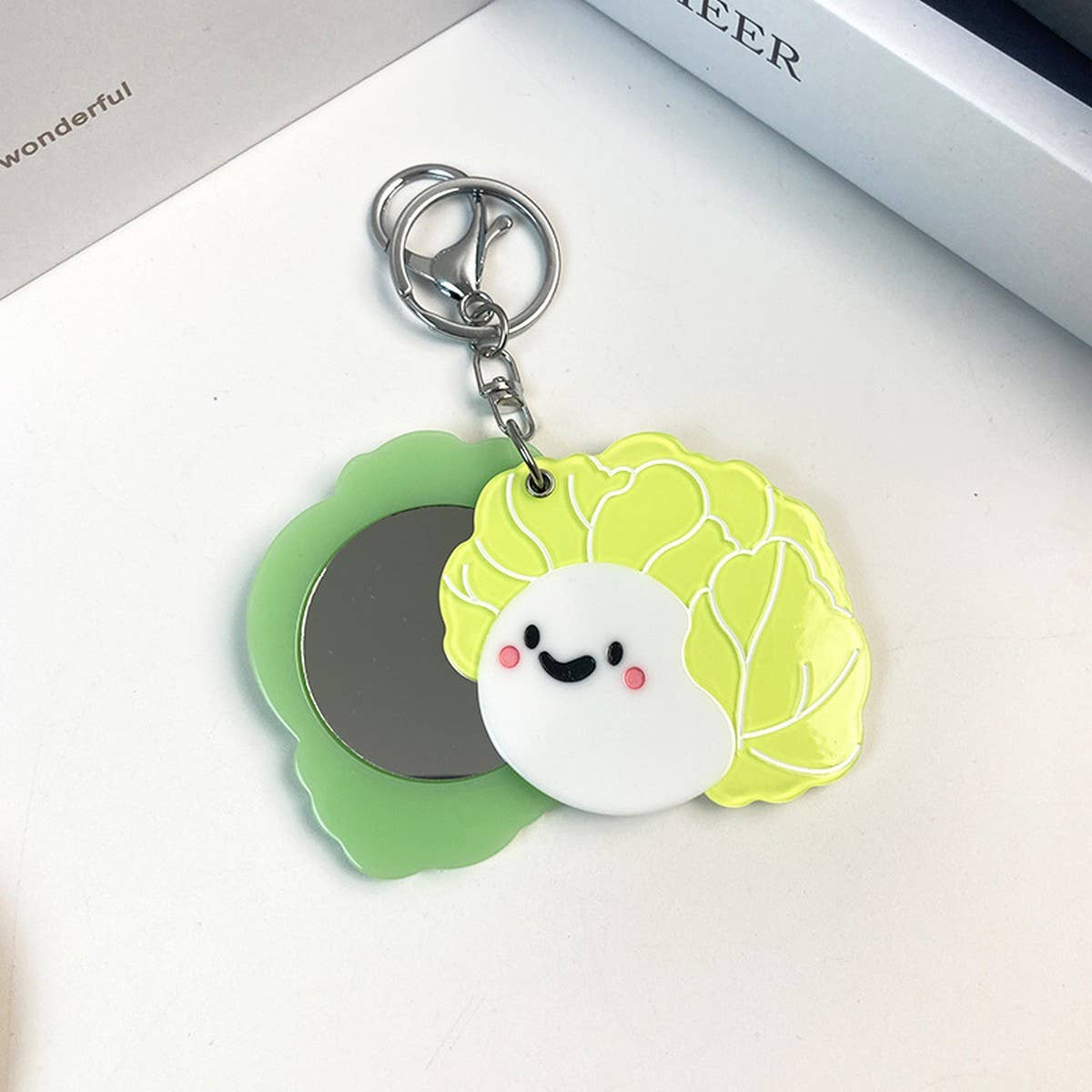 Cute Cabbage Slide Mirror Keychain Acrylic
