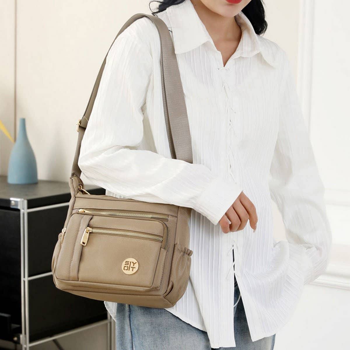 OXFORD CLOTH TRAVEL NYLON SHOULDER MESSENGER BAG_CWAB3482