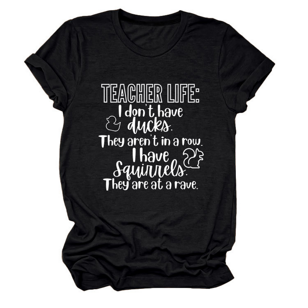 Casual Teacher Tee ??Round Neck Graphic Shirt_CWTTSL0479