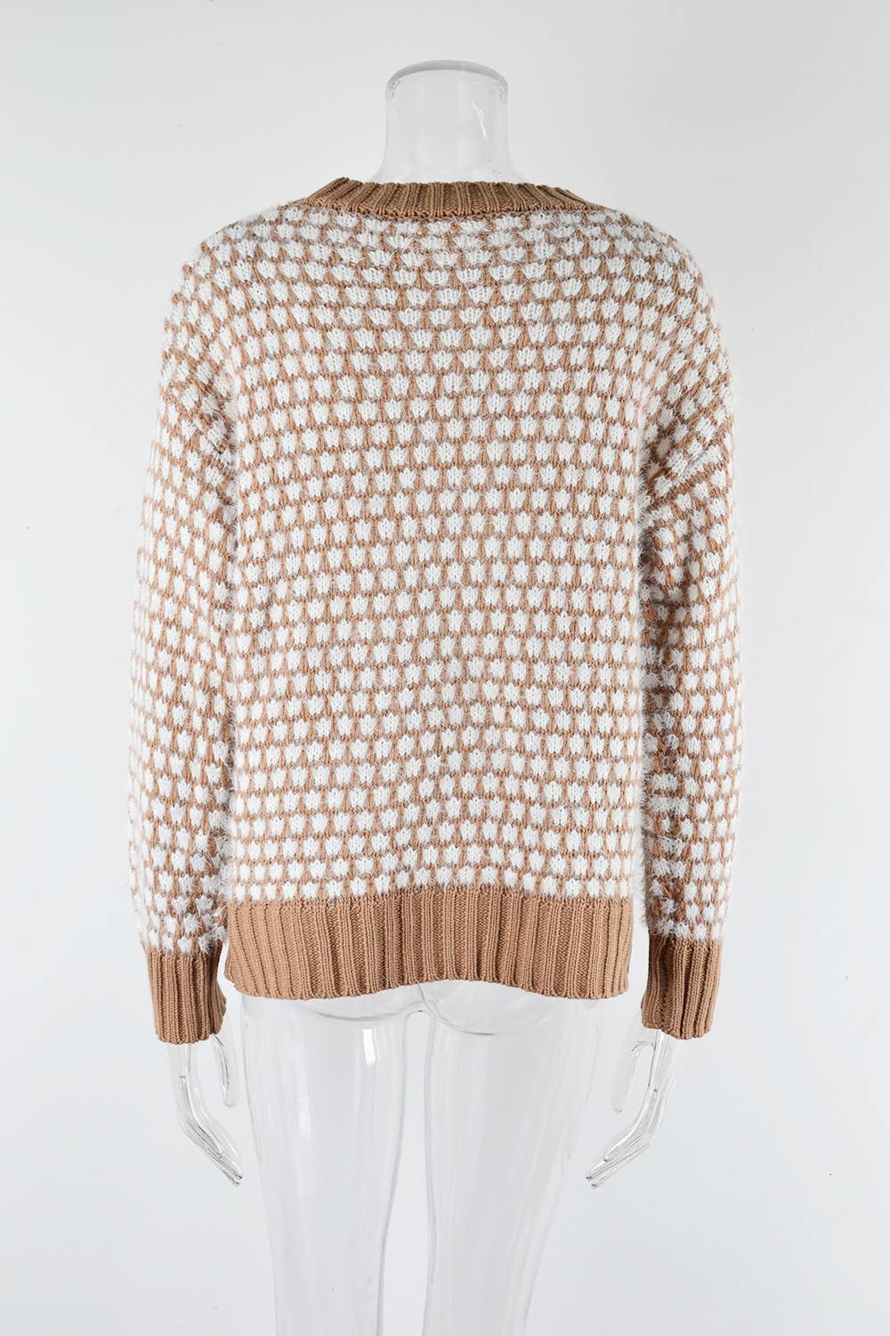 Patchwork Crew Neck Fashion Long-Sleeved Sweater