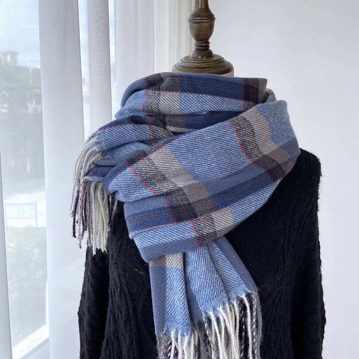 Plaid Faux Cashmere Mid-Length Scarf for Winter_CWASC1456