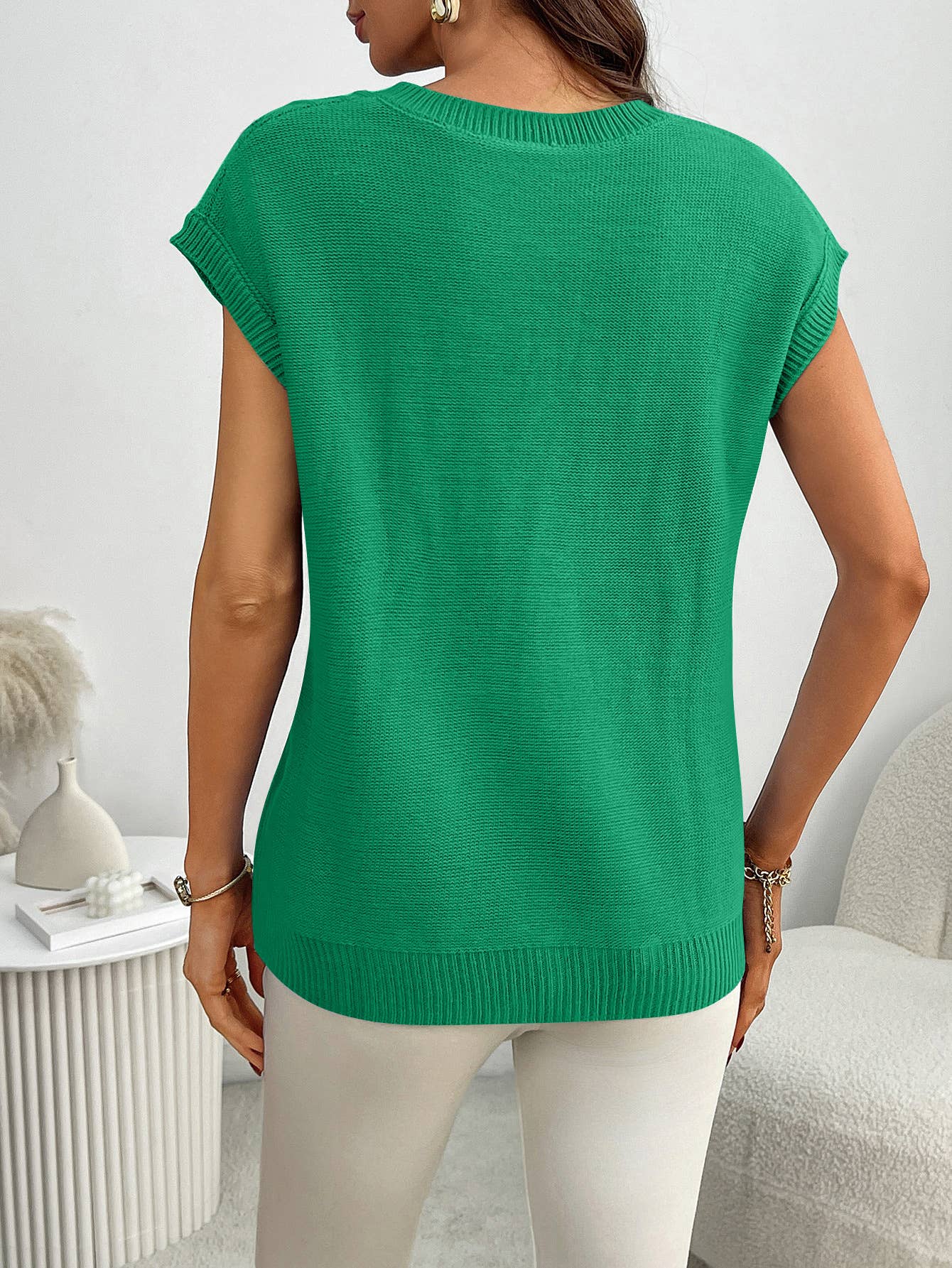 V-neck floral vest loose vest sleeveless sweater