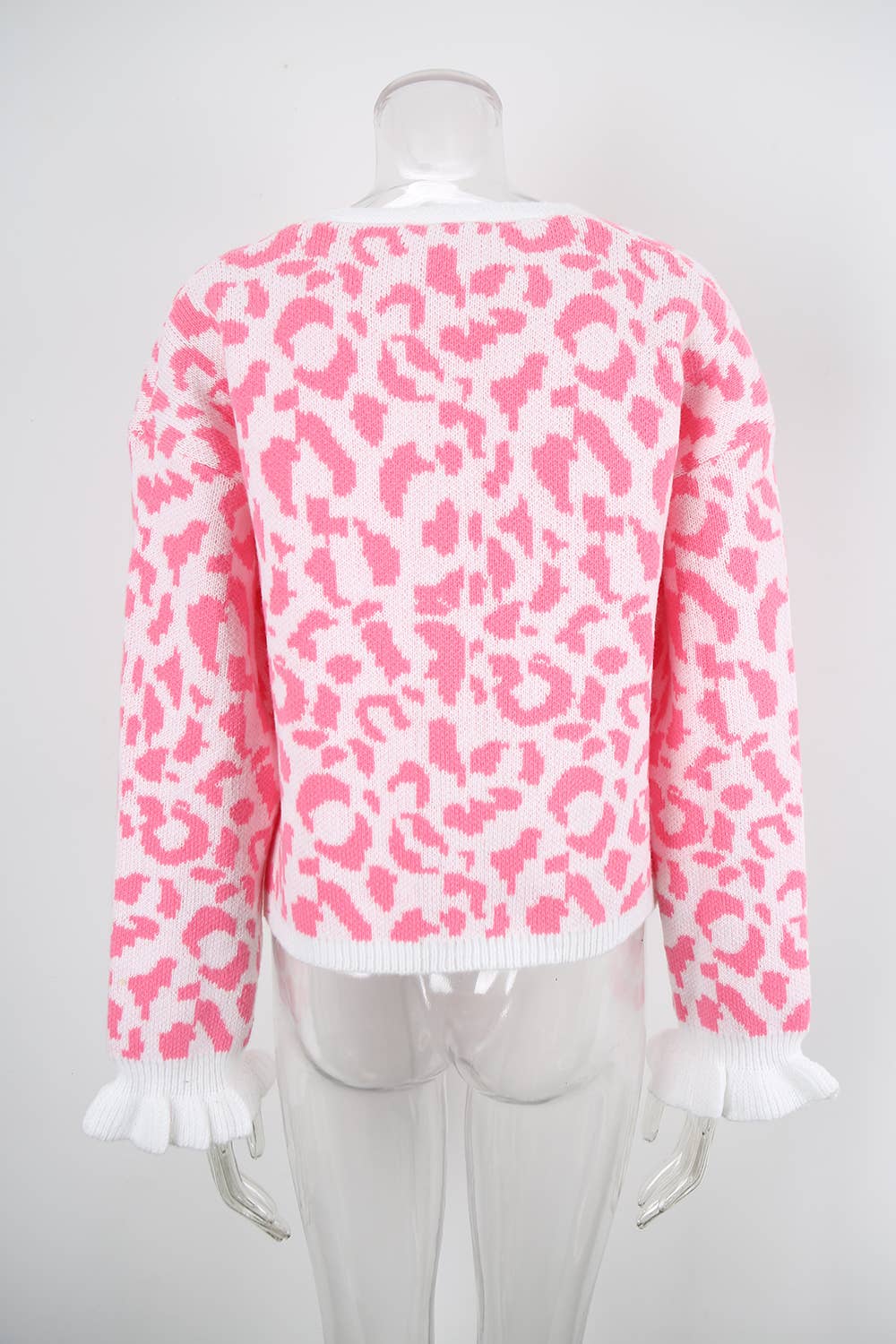 Leopard loose long-sleeved lace-up cardigan