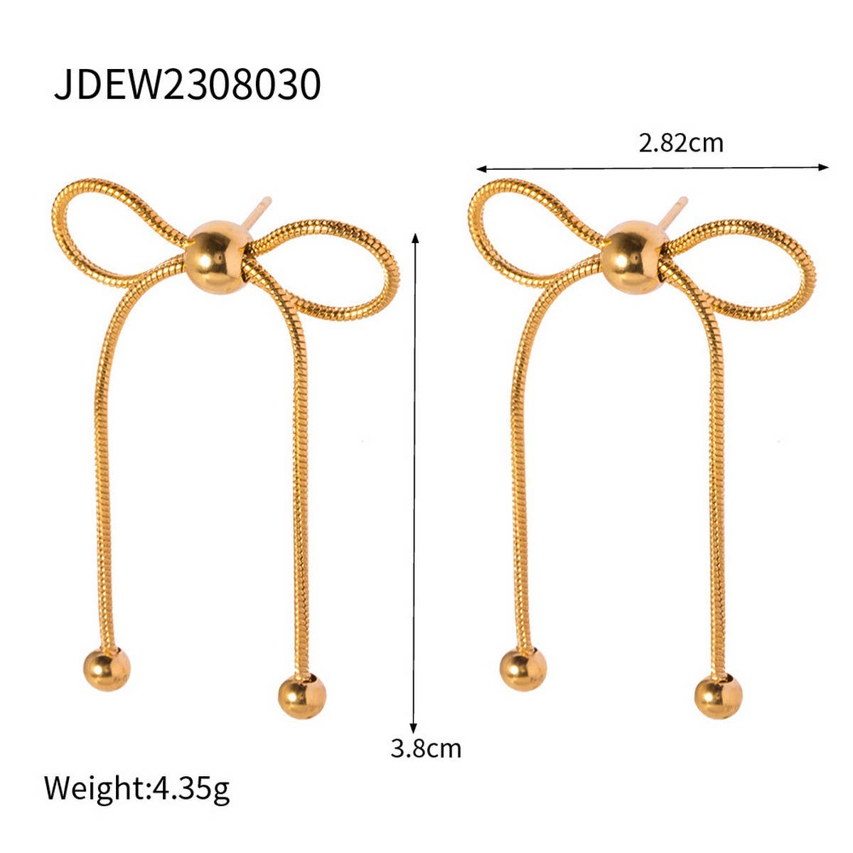 PERSONALIZED ALL-MATCH 18K GOLD BOW EARRINGS_CWASC1655
