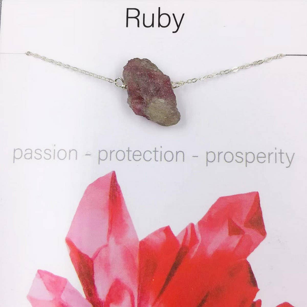 NATURAL CRYSTAL PENDANT NECKLACE WITH CARD