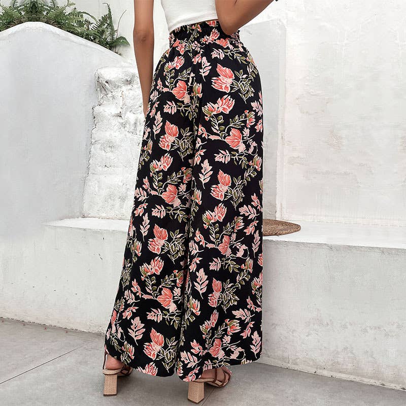 Printed flared wide-leg pants