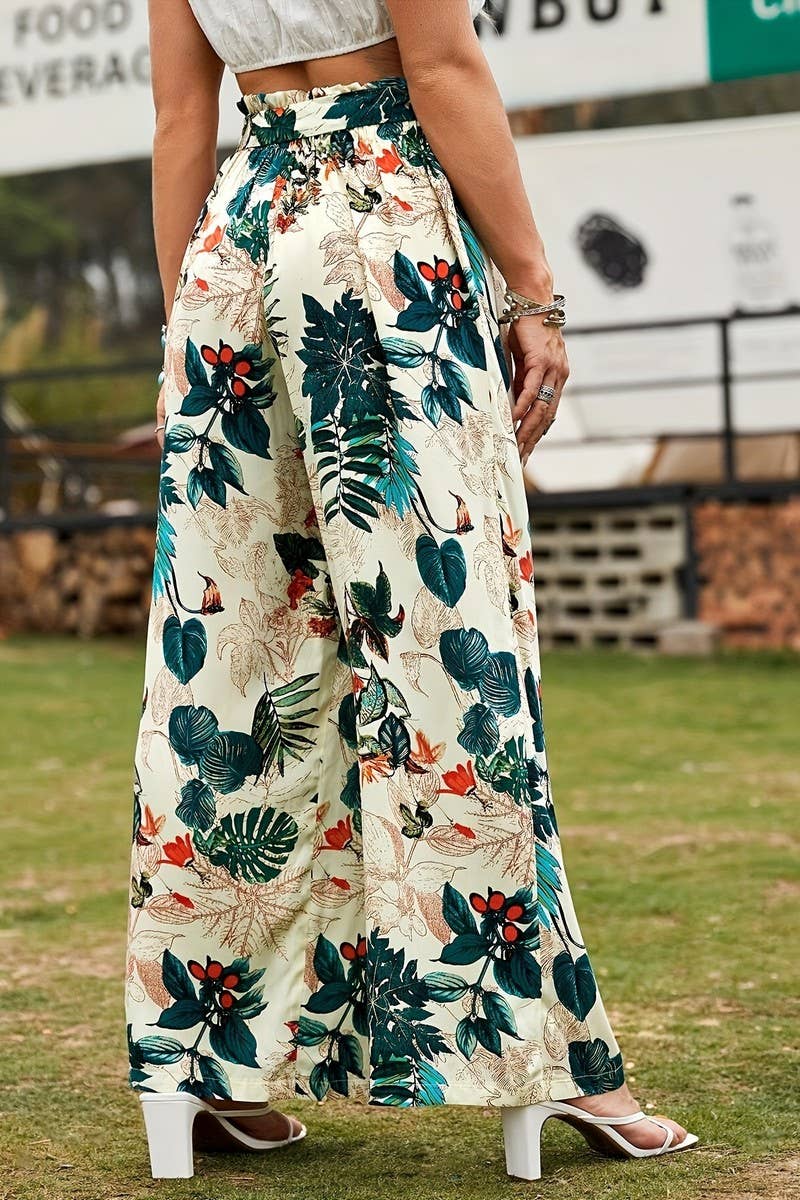 CWBLP2093_PRINTED ELASTIC WAIST LOOSE FIT WIDE LEG PANTS