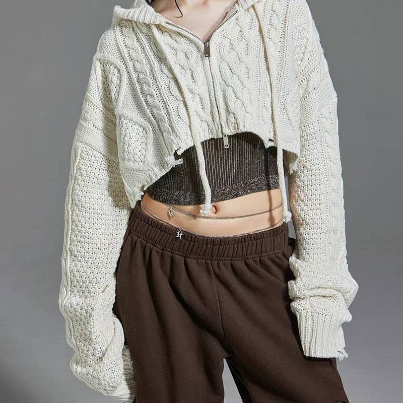 SPICE GIRL TWIST KNIT LOOSE WOOL SWEATER