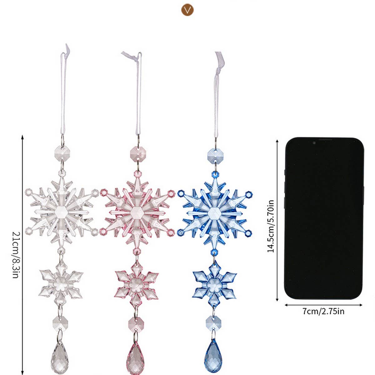 CWMM10181_CLEAR SNOWFLAKE AND COLORFUL ICICLE ORNAMENTS