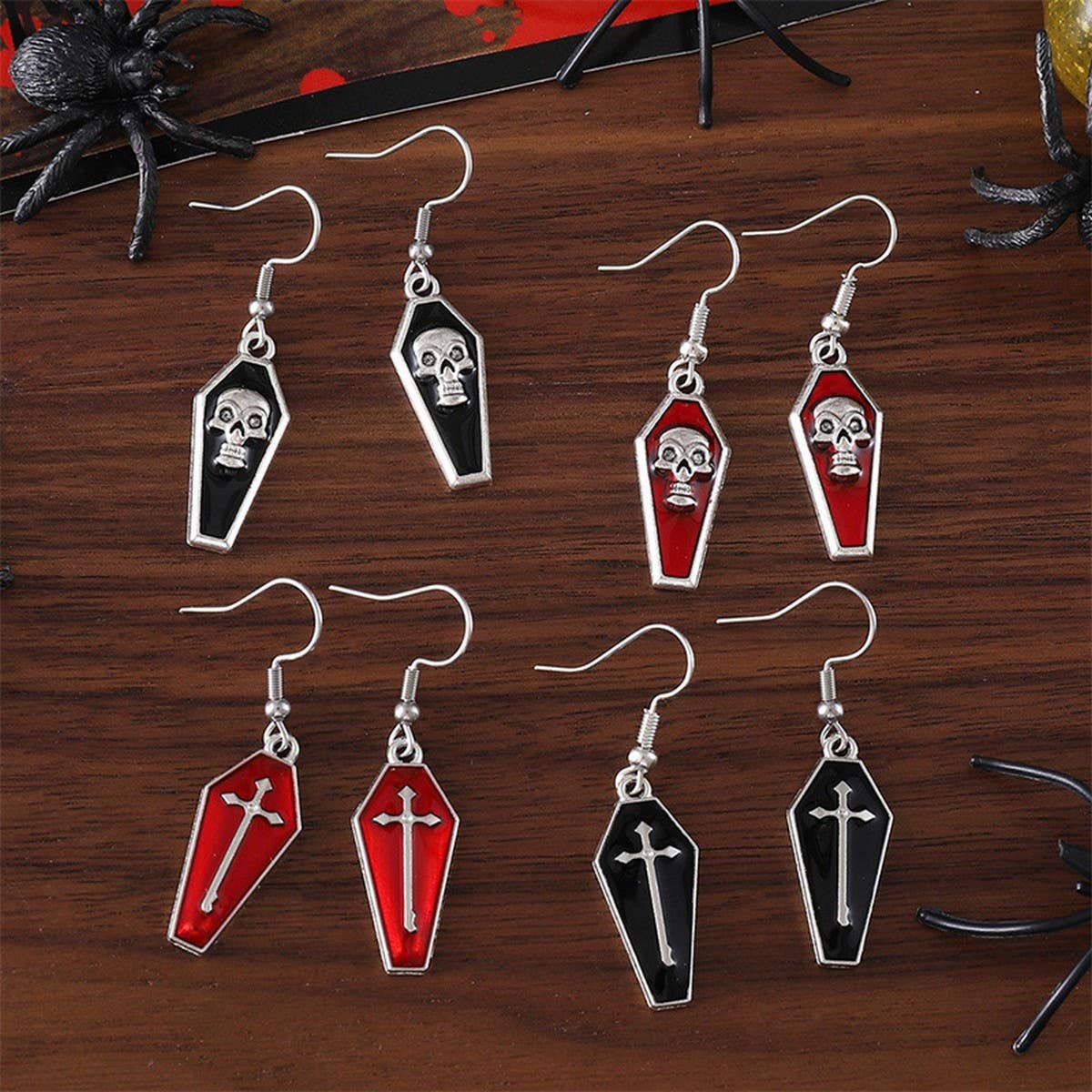 HALLOWEEN VINTAGE CROSS SKULL EARRINGS