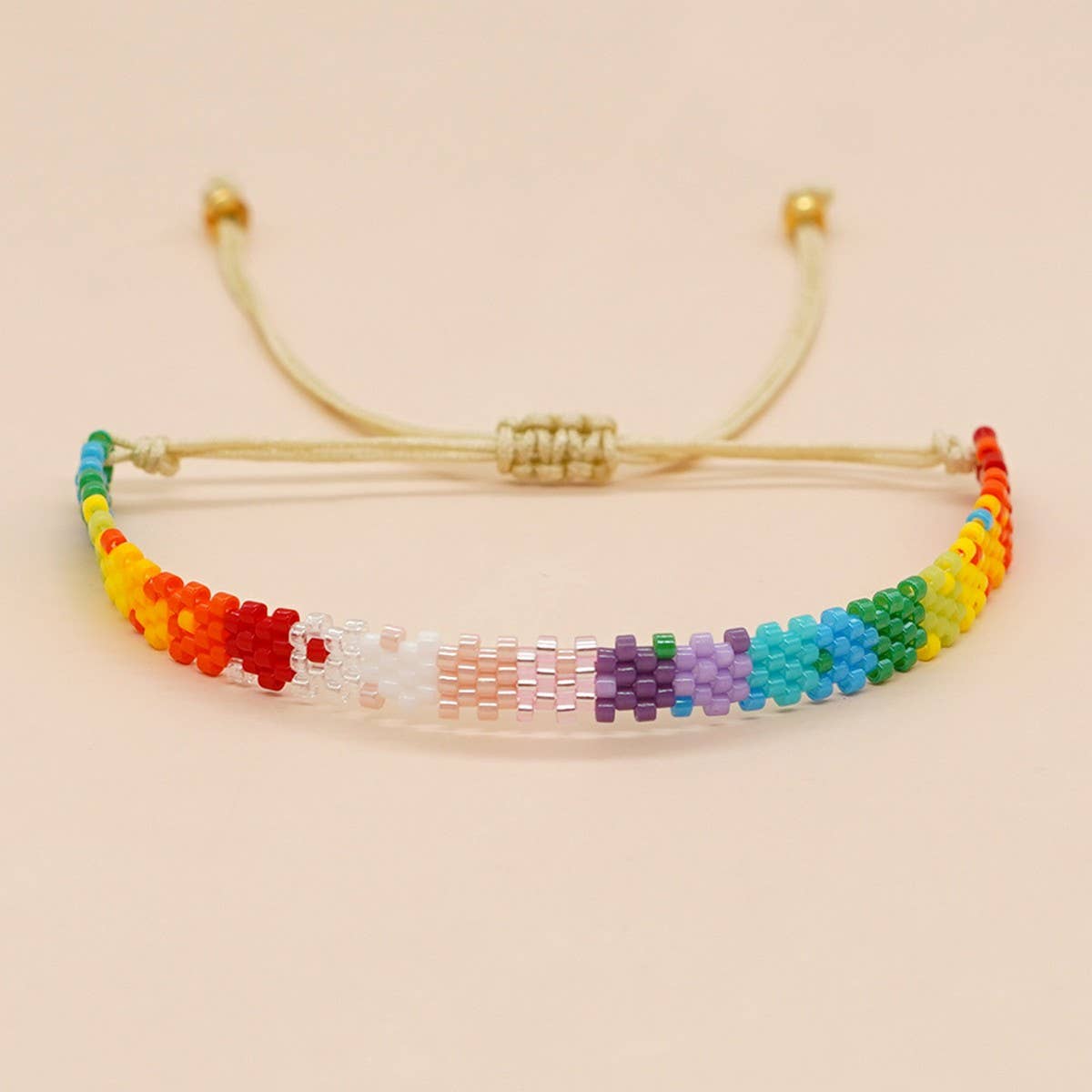 COLORFUL 3-ROW RICE BEAD BRAIDED BRACELET