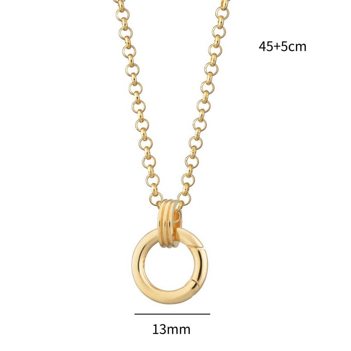 Basic loose chain heart round necklace_CWMM5711
