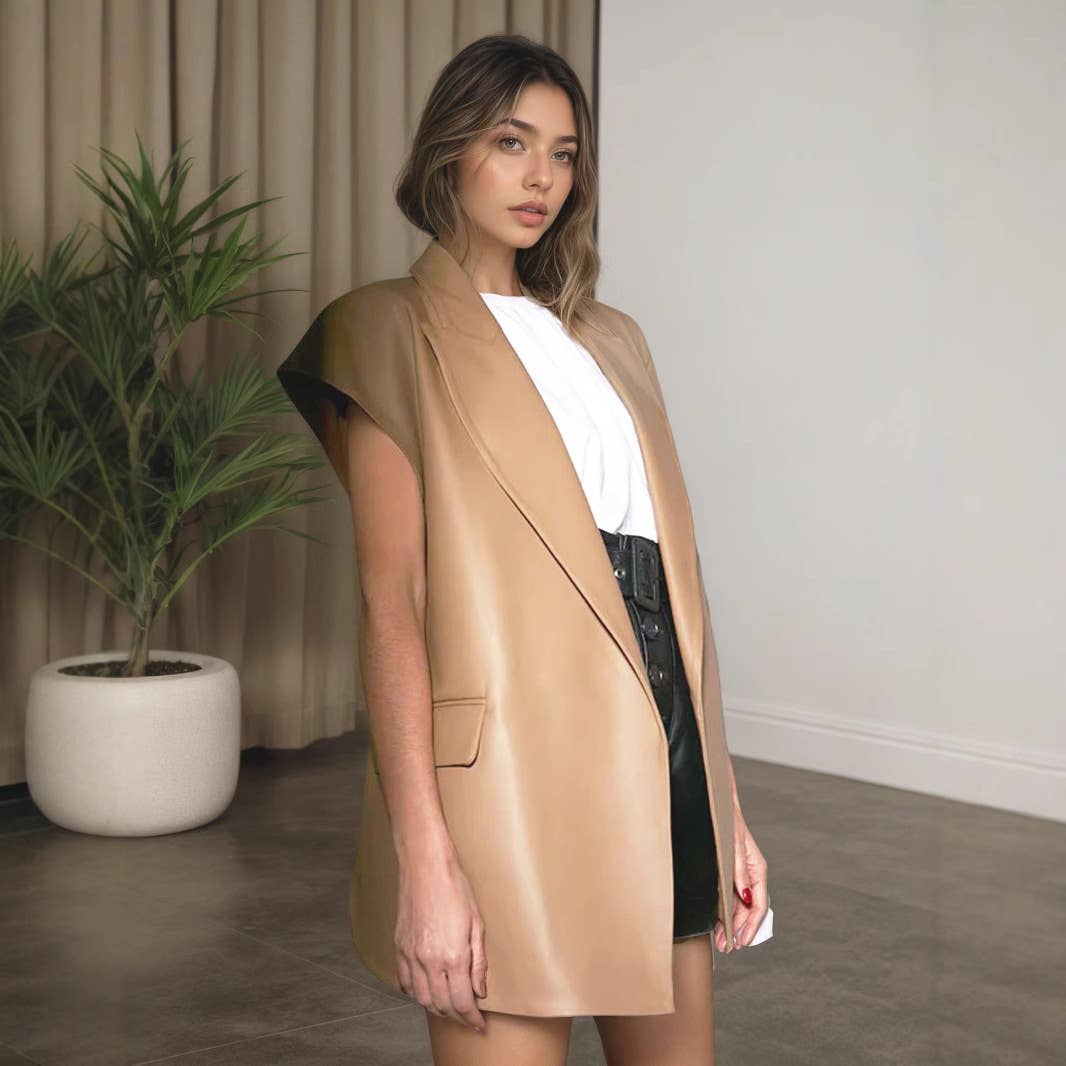 Sleeveless lace-up waist-cinching velvet vest