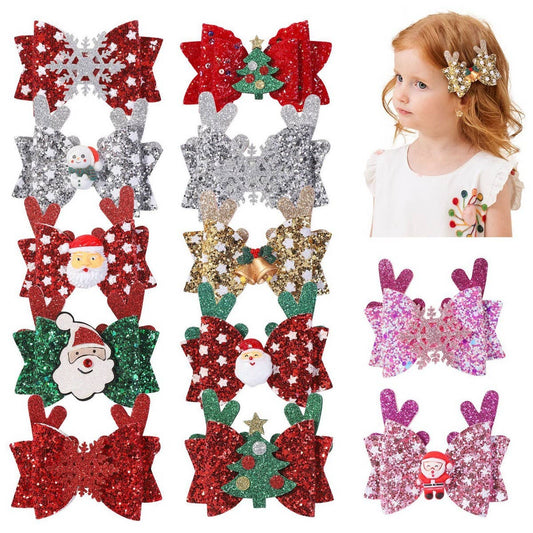 Christmas Antler Bow Clip for Kids Party