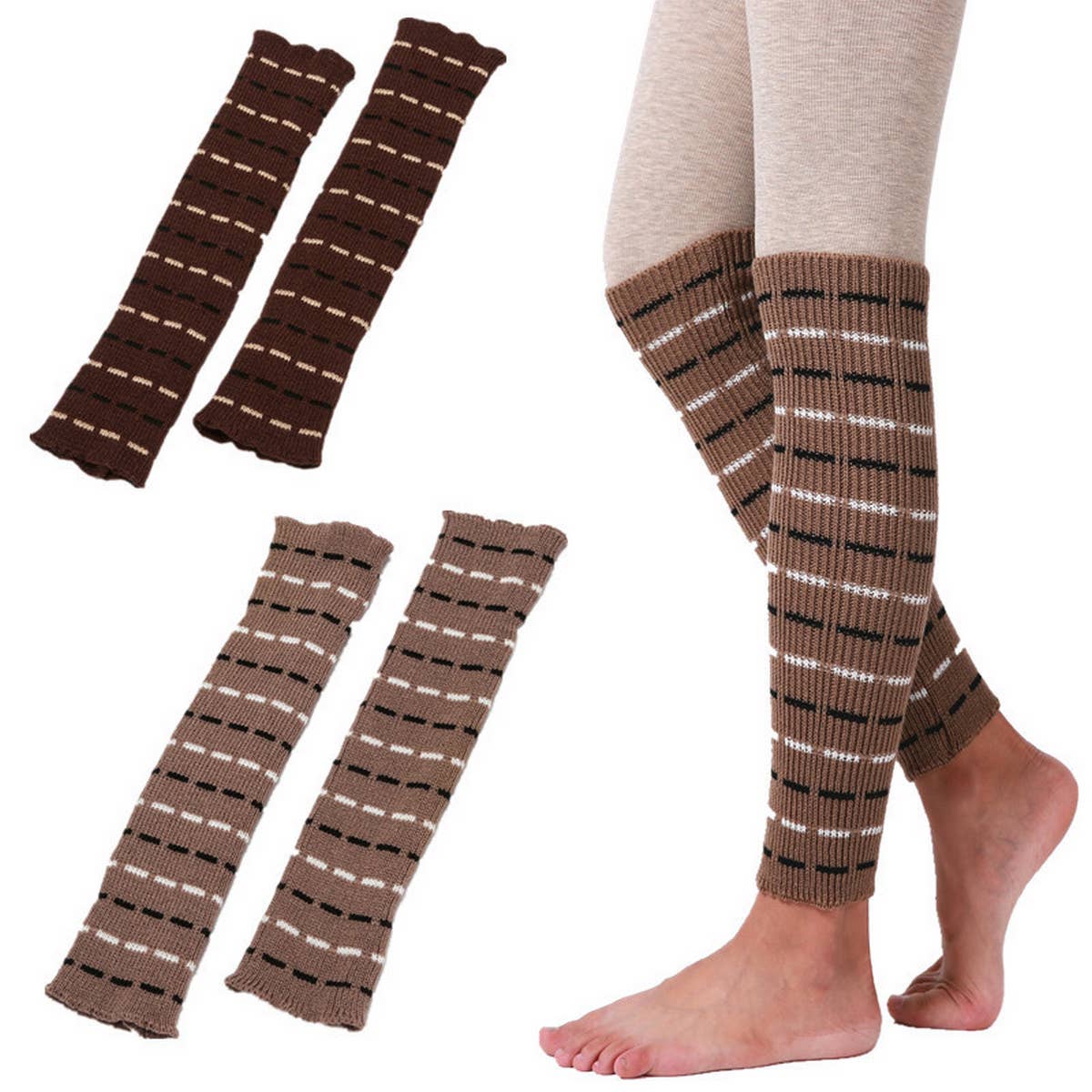 DOUBLE STRIPE WOOL KNEE SOCKS