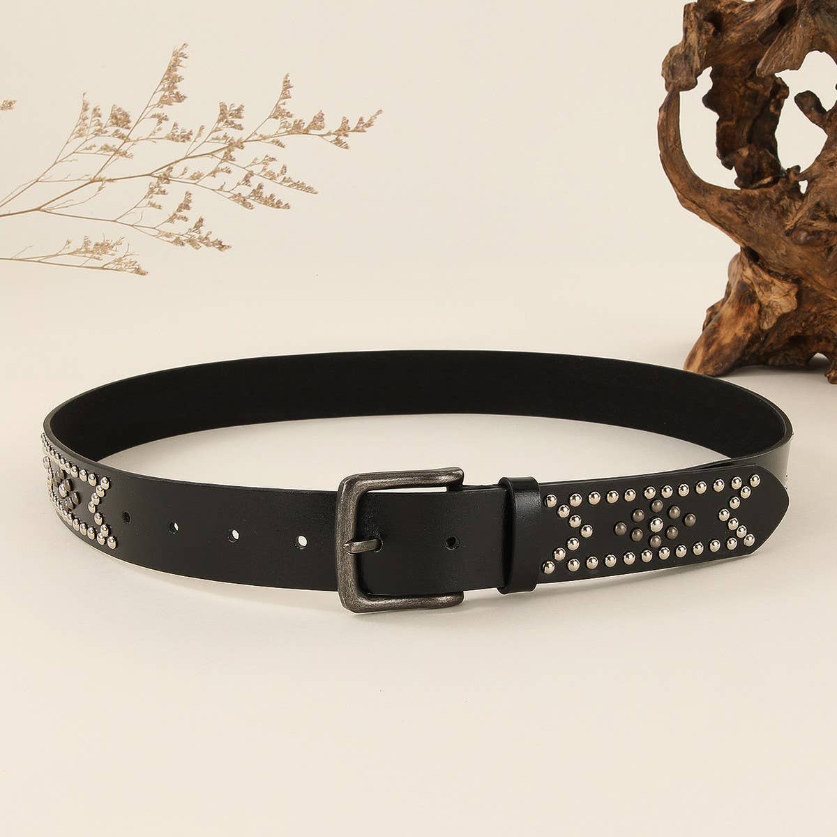 Retro Punk Studded Belt Western Cowboy Style_CWABE1225