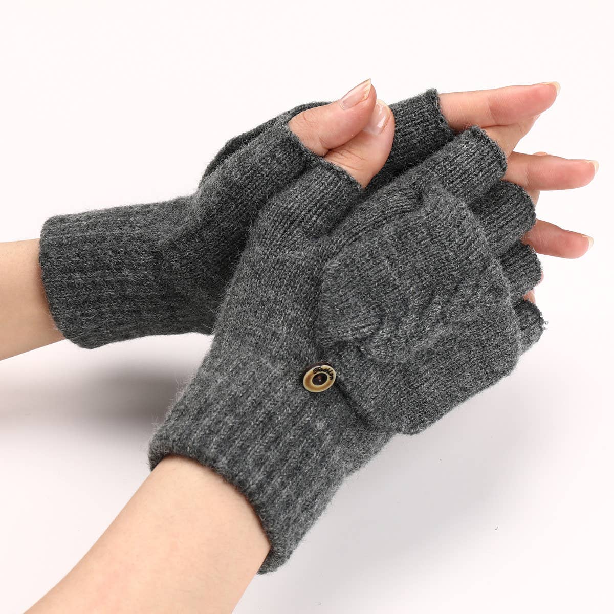 FLAP HALF FINGER WOOL WARM GLOVES_CWAG0098
