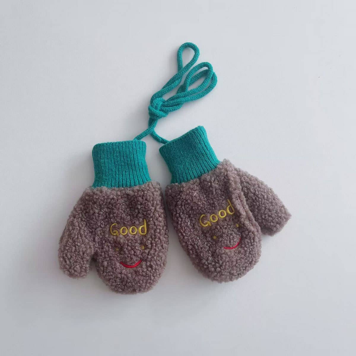 CHILDREN'S CUTE SMILING FACE LAMBSKIN GLOVES