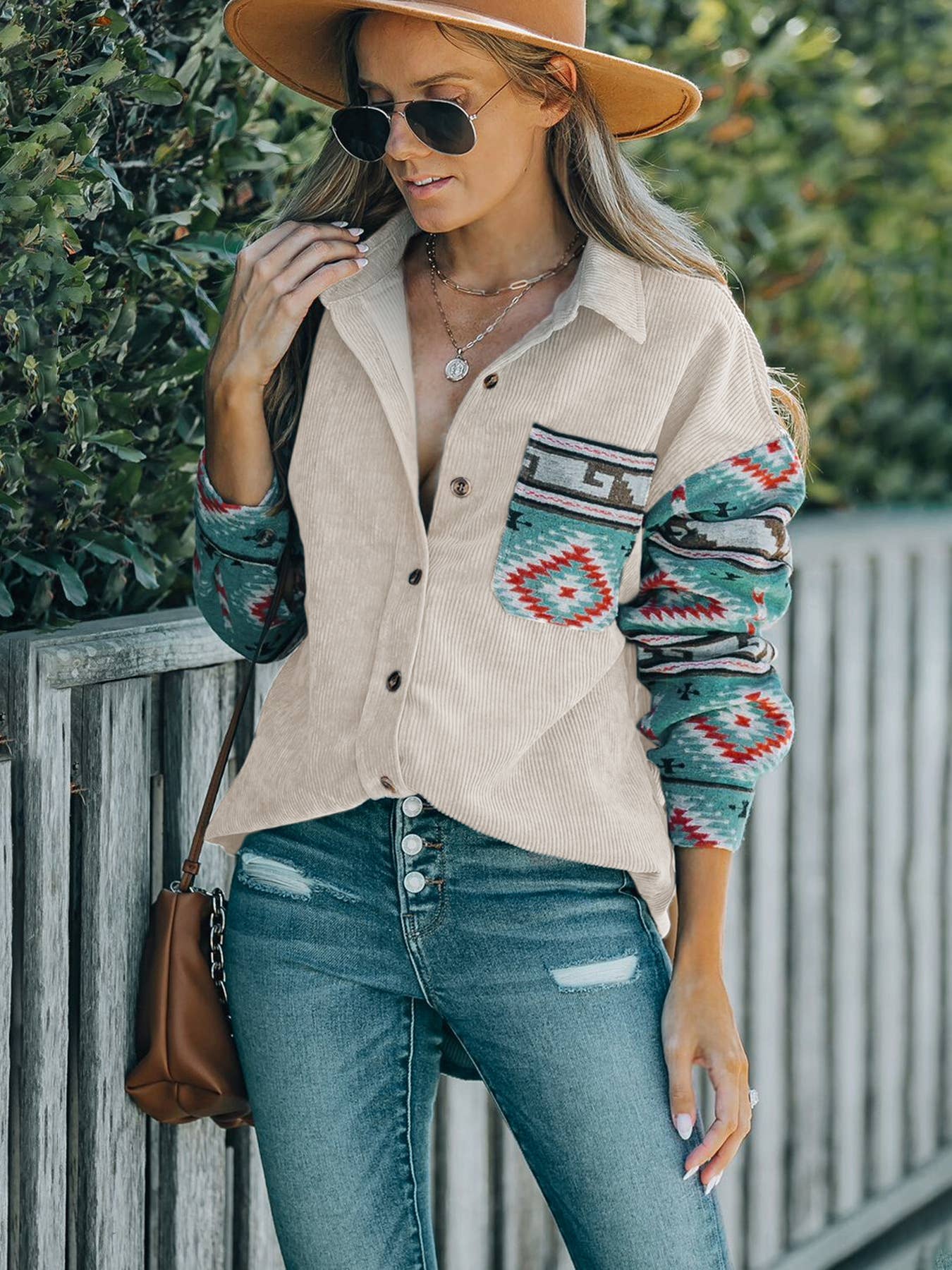 Ethnic style patchwork lapel shirt type cardigan thin coat