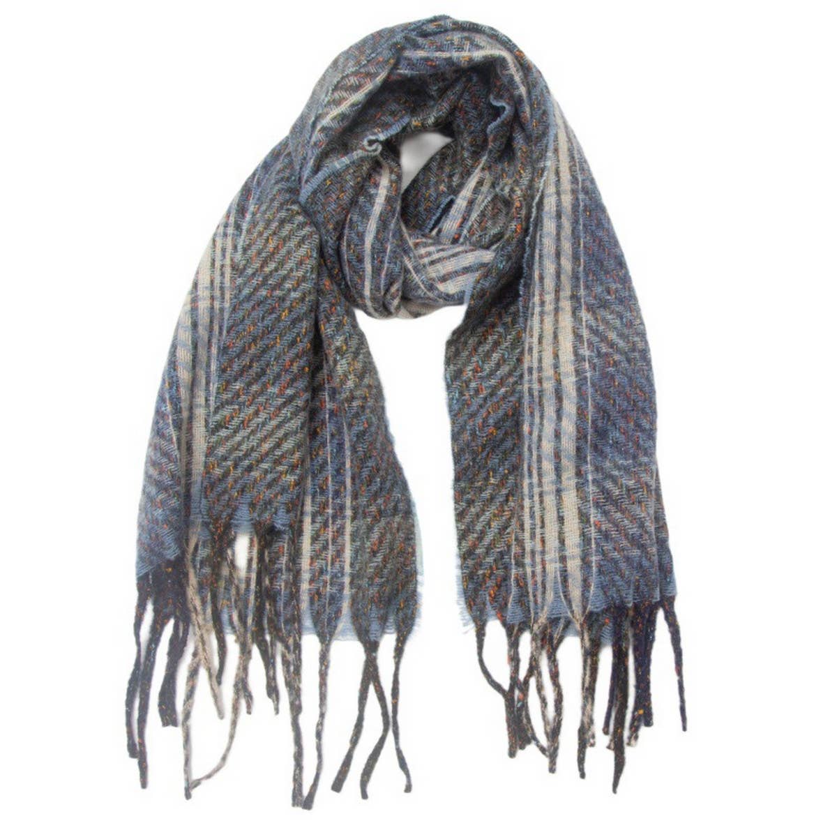 Mixed Plaid Fringe Scarf ? Unisex Winter Shawl