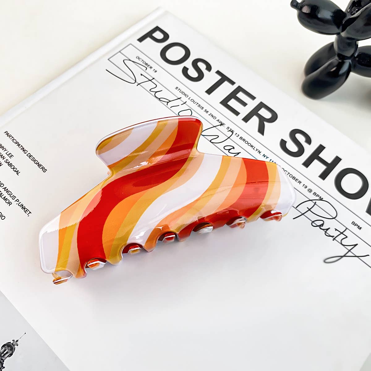 Colorful zebra print gripper French shark clip