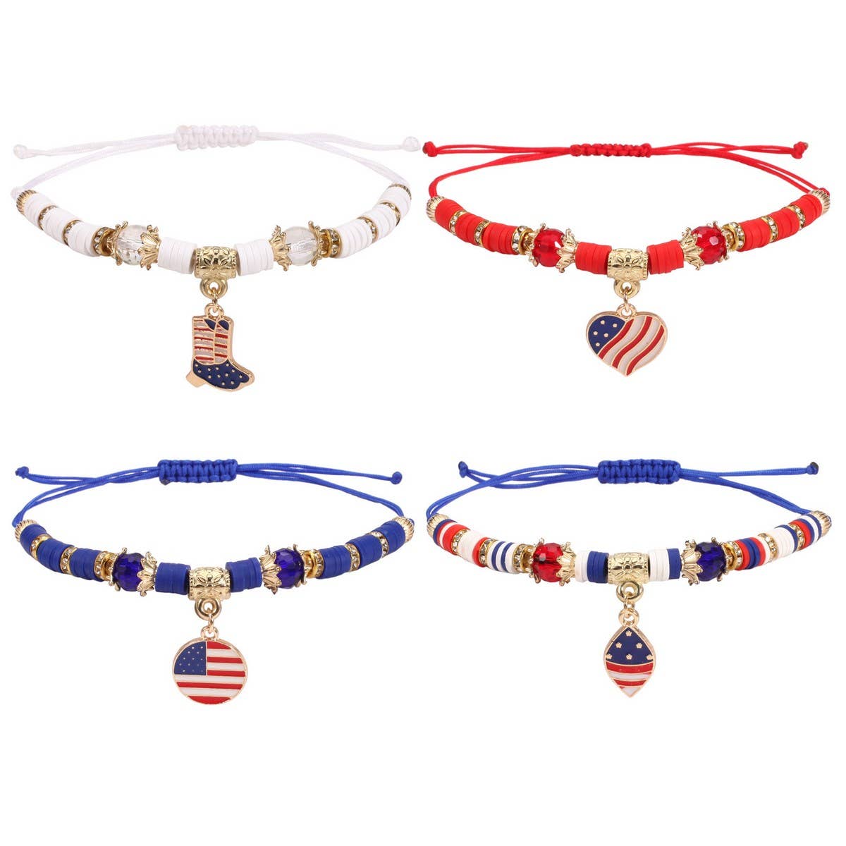 CWAJE05715_PATRIOTIC USA FLAG RED WHITE BLUE WOVEN BRACELET