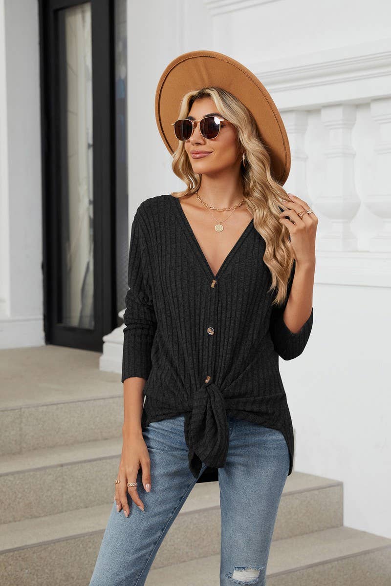 CWOCAL2269_AUTUMN AND WINTER BUTTON KNIT CARDIGAN