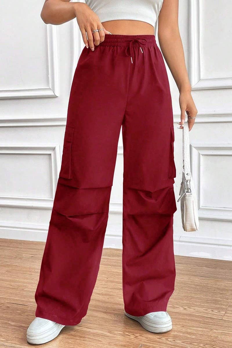 CWBLP1886_DRAWSTRING HIGH WAIST LOOSE COMMUTER OVERALLS