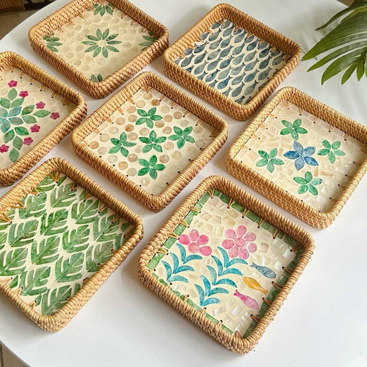 RATTAN COLORFUL SHELL CREATIVE HANDMADE FRUIT PLATE_CWMM4417