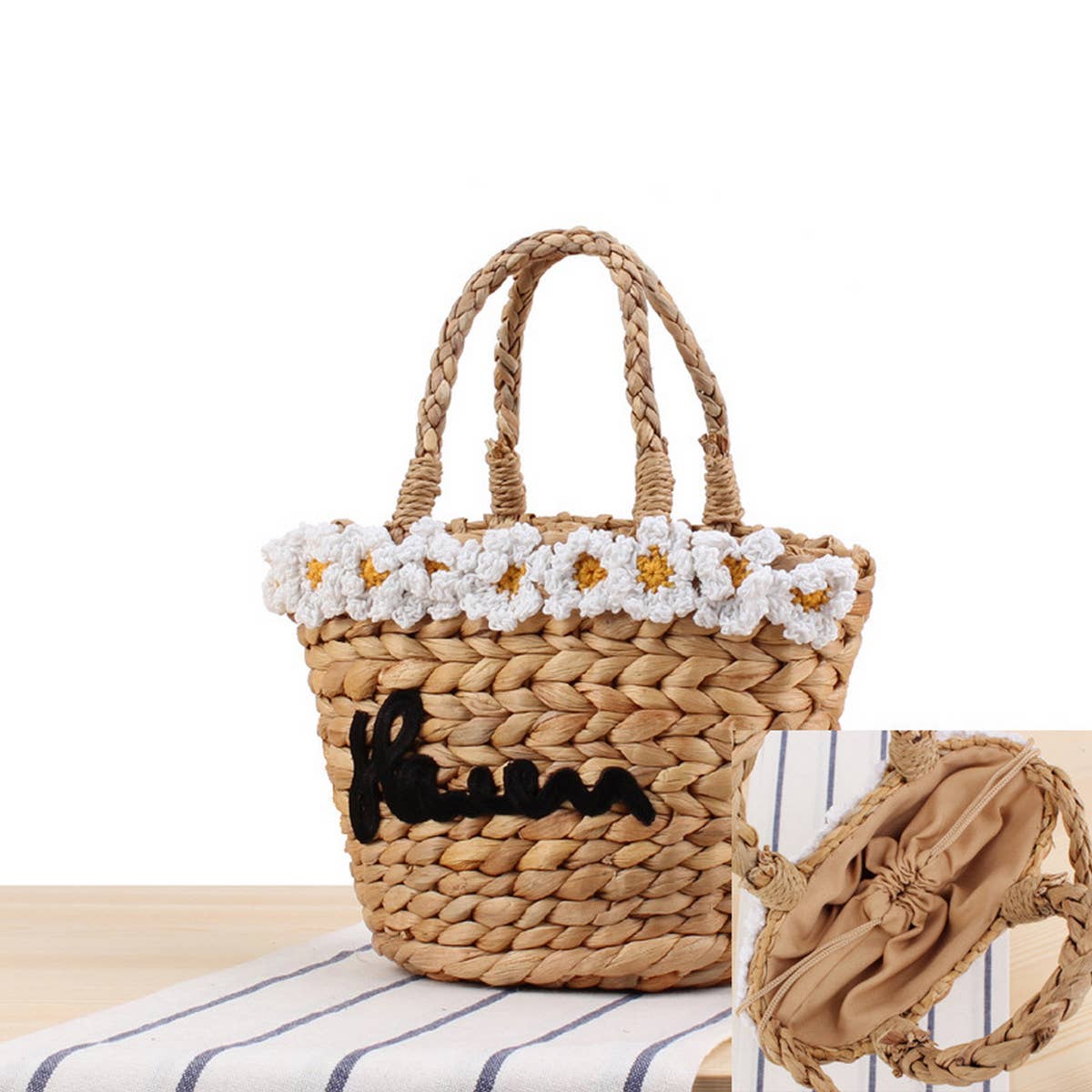 VERSATILE DAISY FLOWER HAND WOVEN SHOULDER BAG_CWAB2114