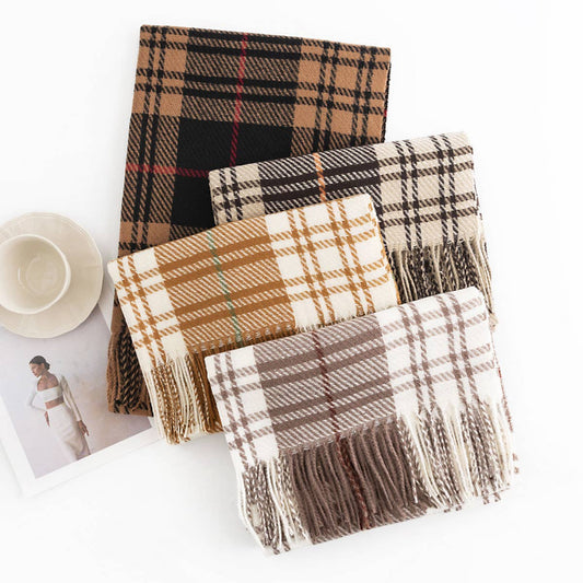 WOMEN SIMPLE PLAID WARM SCARF