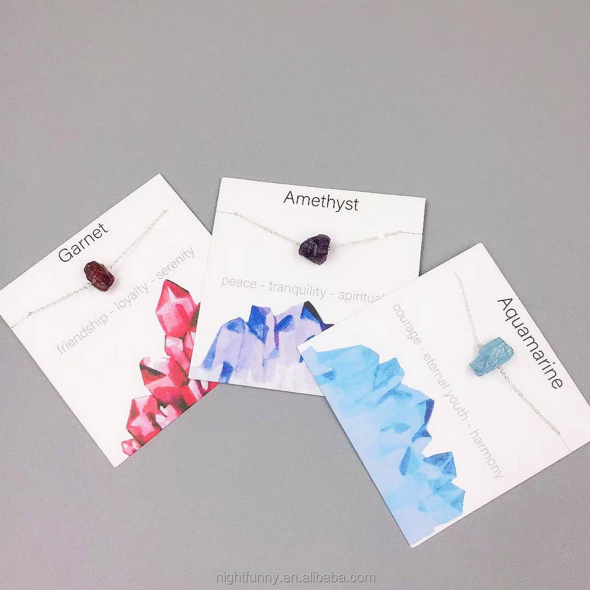 NATURAL CRYSTAL PENDANT NECKLACE WITH CARD