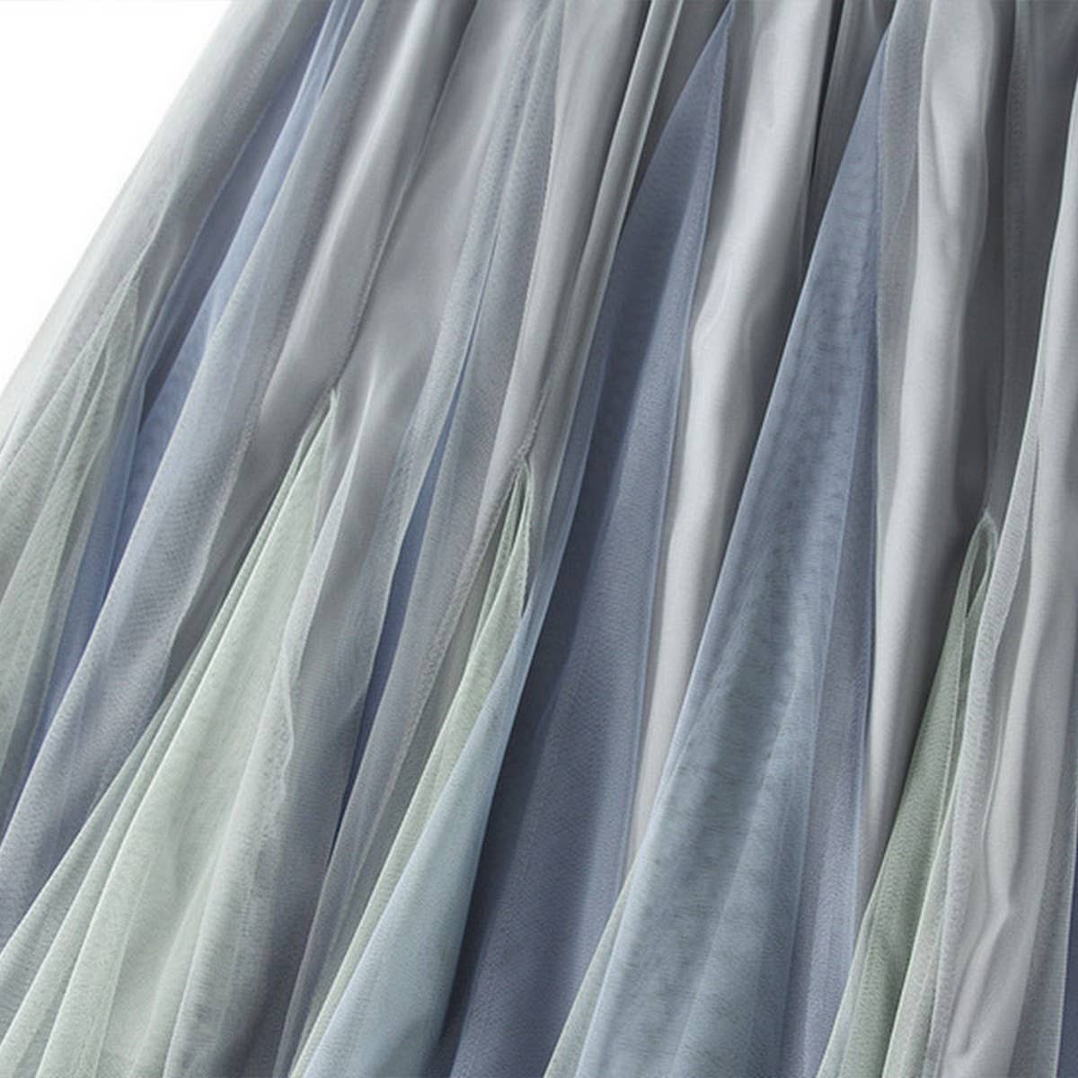 Layered Ombre Tulle Flared Maxi Skirt