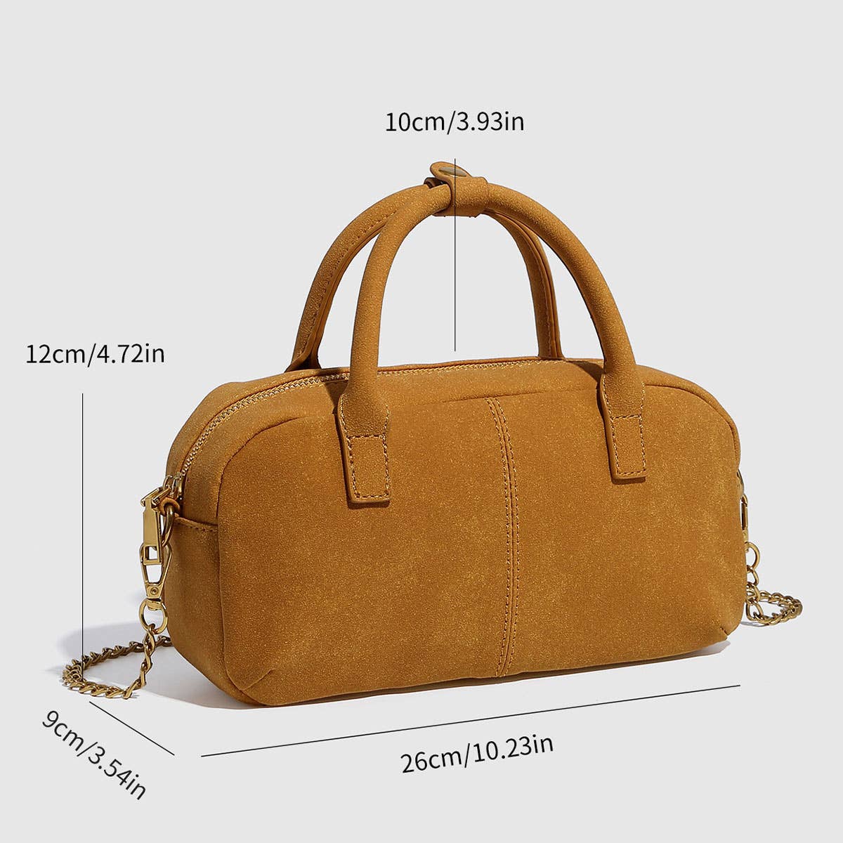 Racing Style Suede Boston Chain Shoulder Bag_CWAB5727