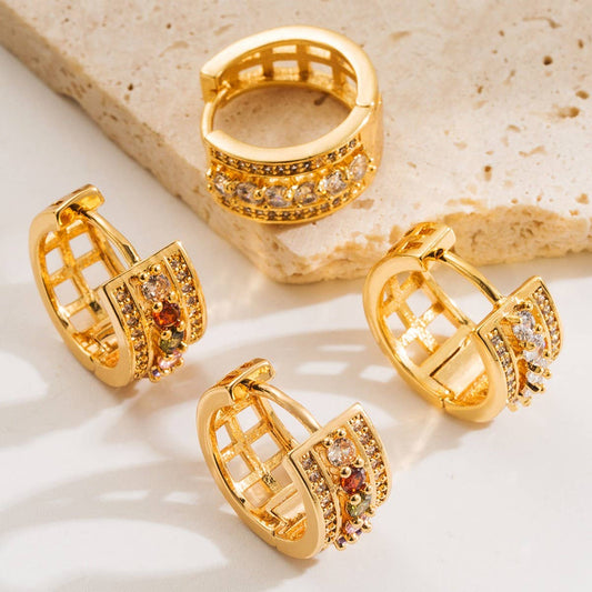 Geometric Copper Stud Earrings Stylish Minimalist