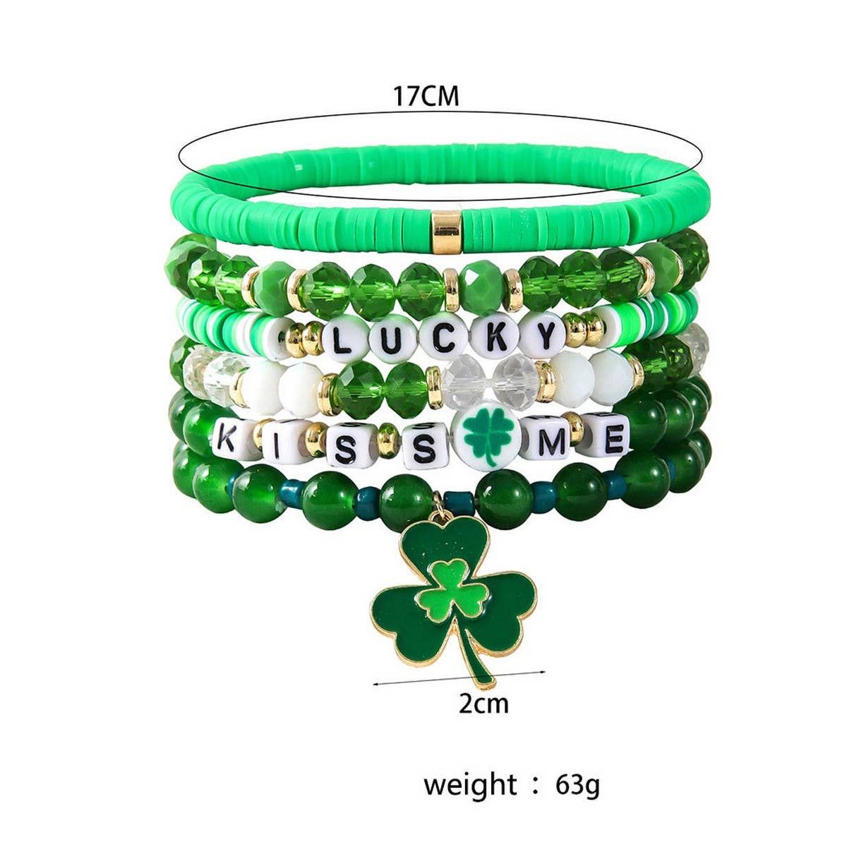 ST. PATRICK'S DAY BRACELET SET SHAMROCK PENDANT_CWMM3497